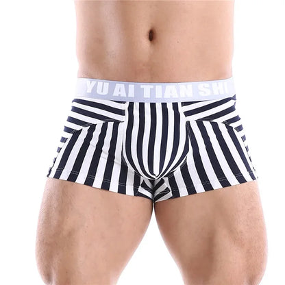 Men Boxers Comfortable Underpants Cotton Low Waist Large Size BoxerShort Striped Breathable Cueca Boxer Homme Underwear