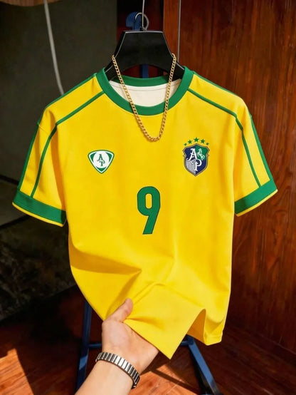 2026 Kids Brazil Football T-Shirt Soccer Jersey Stripe Retro Print Breathable Quick Dry Training Tee Fan Sport Tops For Men Women
