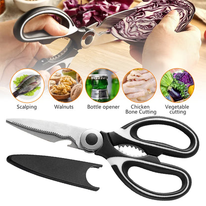 Multifunctional Stainless Steel Kitchen Scissors - Meat Fish and Bone Cutting Tool - ZOOMNSTORE