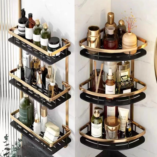 Wall-Mounted Bathroom Corner Shelf - Non-Perforated Shower Storage Organizer