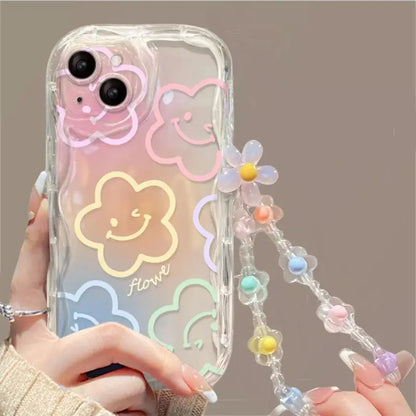 Floral Flower Bracket Case Cover for Samsung Galaxy S26 S25 S24 FE S22 S23 Ultra Plus A57 A37 A56 A55 A54 A16 A17 5G Wavy Shell
