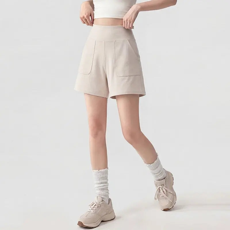Summer High-waisted Abdominal Tightening Yoga Three-point Pants Casual Running Training Quick-drying Thin Loose Sports Shorts