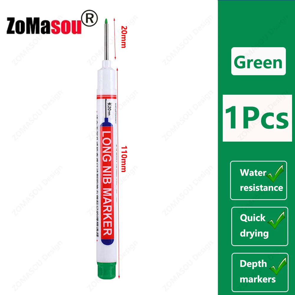 Waterproof Long Head Marker Pen for Deep Holes - 2cm 1-100 Pcs RedBlackBlueGreen Ink - Ideal for Metal  Woodworking