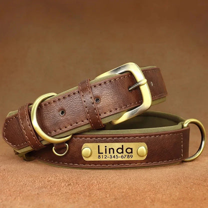 Personalized Leash Custom Dog Collar PU Leather Pet Dog Tag Collars Free Engraved Nameplate For Small Medium Large Dogs Pitbull