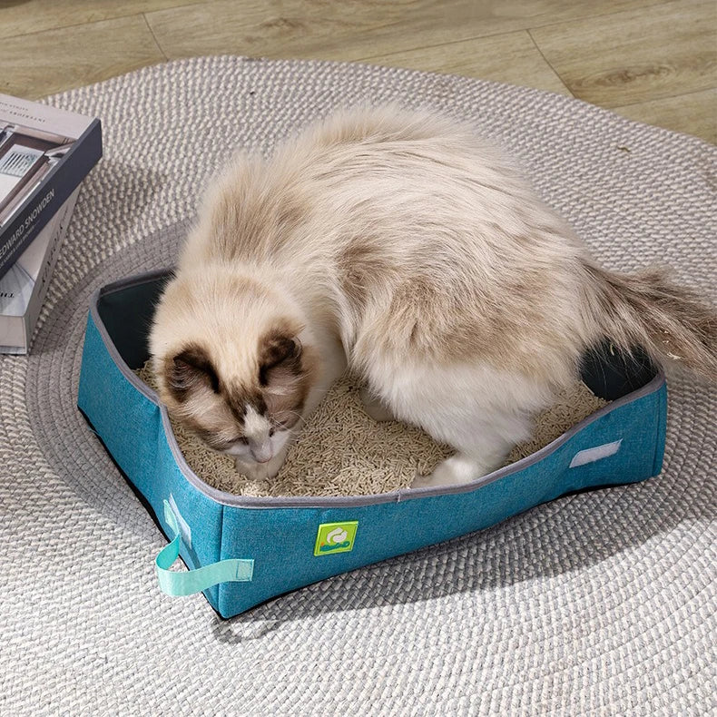 Semi Enclosed Portable Cat Litter Box - Waterproof Foldable Pet Toilet - ZOOMNSTORE