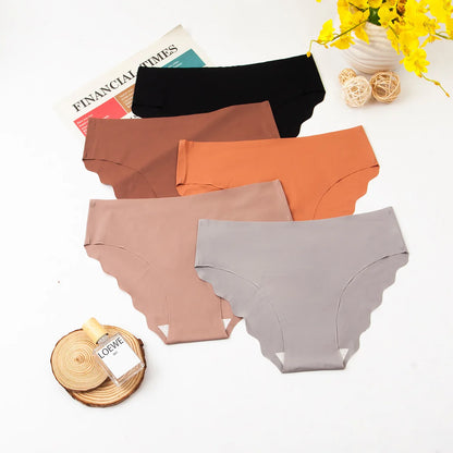 3pcs Women's Seamless Ice Silk Panties Female Mid Waist Plus Size Leopard Print Underwear Girls Fashion Brief Lady Comfort Panty