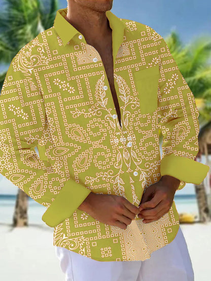 Men's shirts, button down shirts, casual shirts, spring and summer, printed long sleeves, daily, fashionable, comfortable