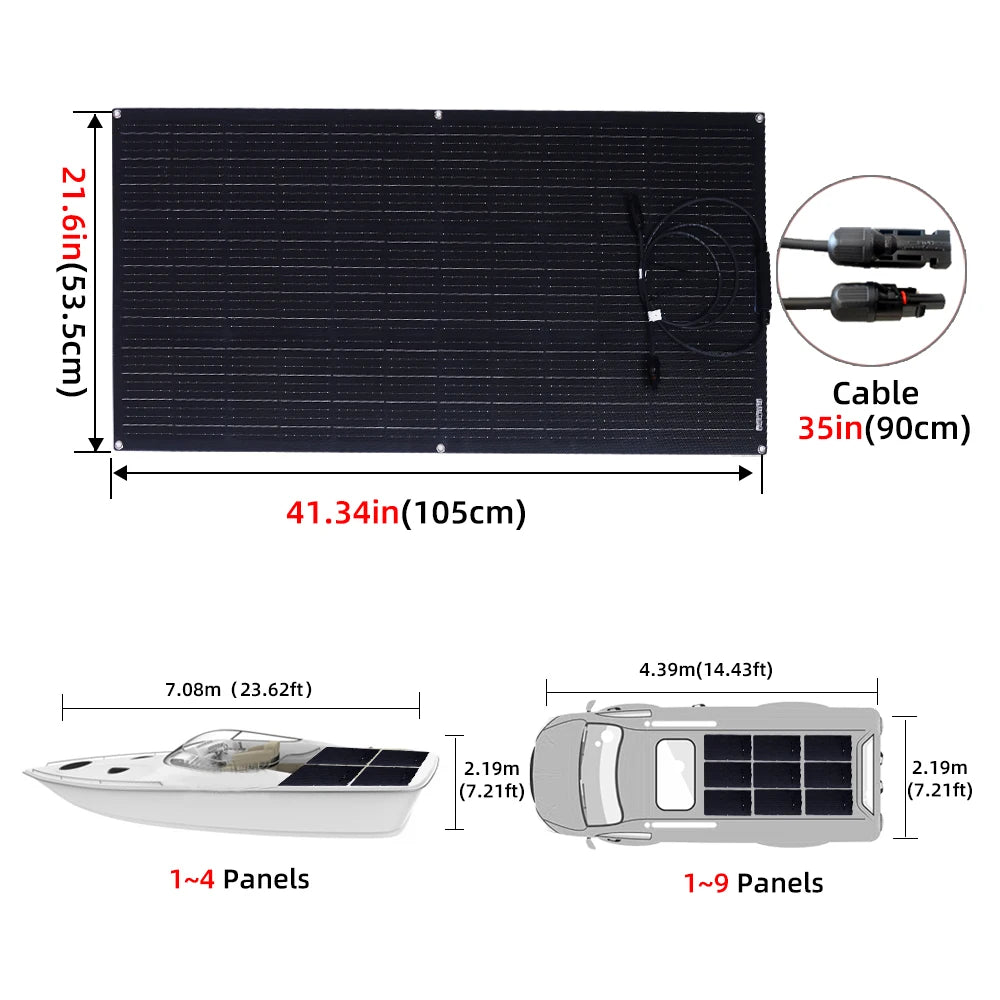 Solar Panel 220W 200W 110W 100W18V With By-Pass Diode ETFE Flexible Foldable Solar Cell 12v Battery Charger Camping RV Boat