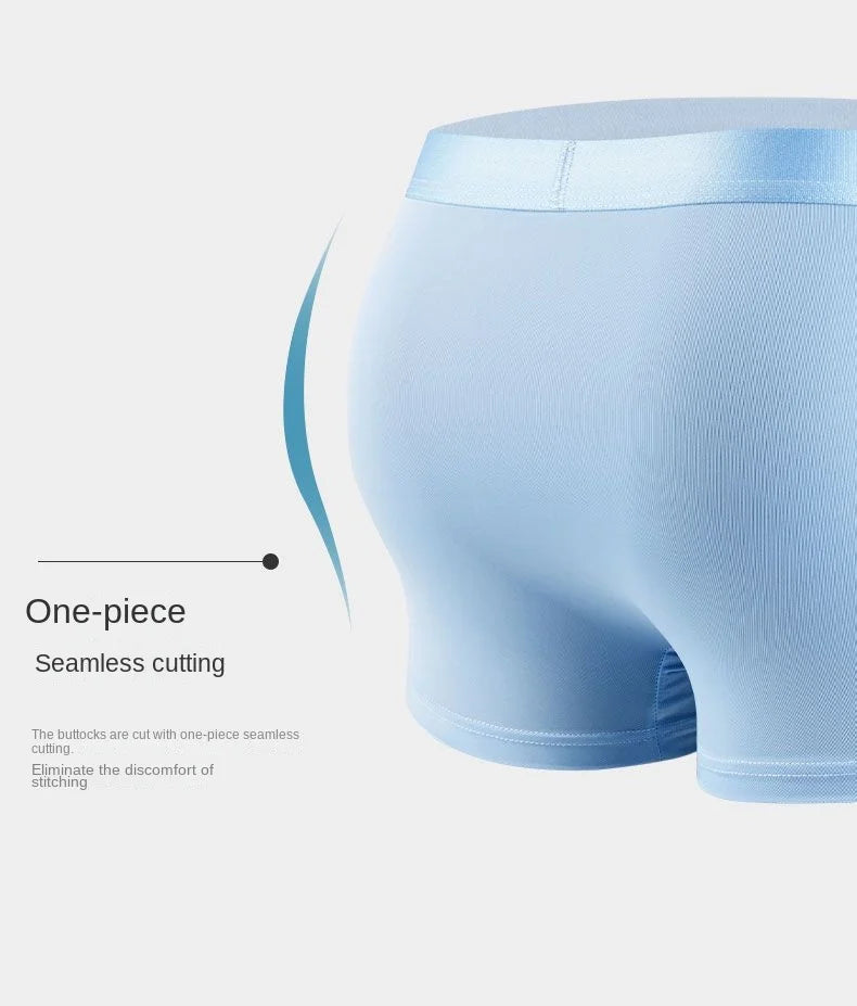 Mens Ice Silk Boxer Shorts - Breathable Cool Underwear Sexy Thin Lingerie Sizes L-6XL 4pcs Set