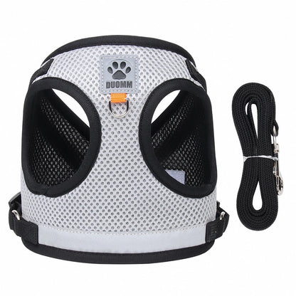 Two-tone Cat Small Dog Harness and Leash Set Breathable Mesh Reflective Escape Proof Puppy Kitten Walking Vest Style Pet Harness