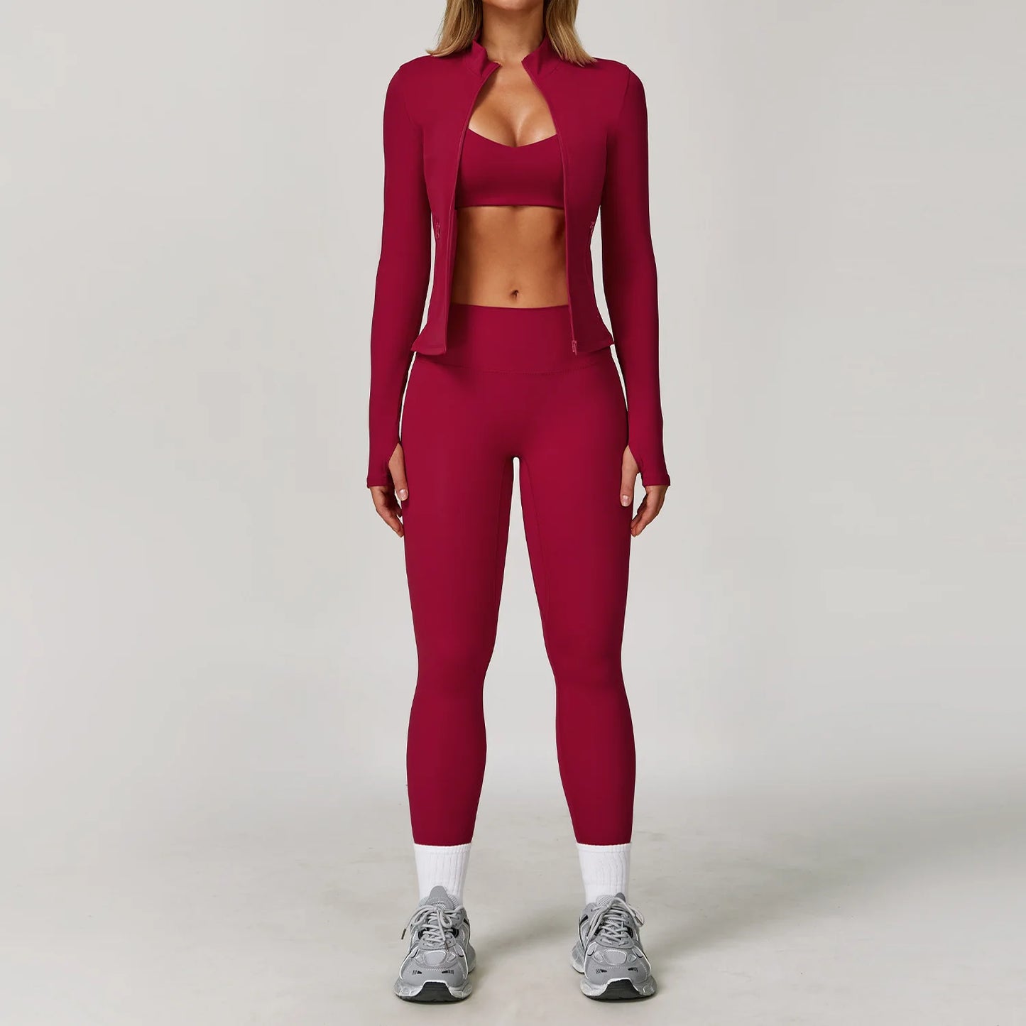 Women Yoga Sports Set - Running Fitness Outfit with Super Elastic, Breathable Gym Tracksuit