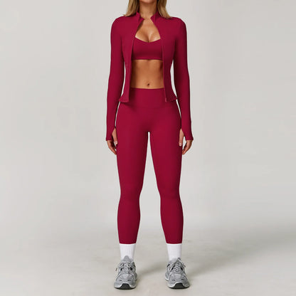 Women Yoga Sports Set - Running Fitness Outfit with Super Elastic, Breathable Gym Tracksuit