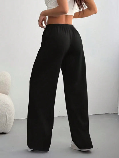 Ladies' Casual Wide Leg Jogging Pants, Drawstring Elastic Waistband, Comfortable Loose Fit, Spring/Summer/Autumn Styles
