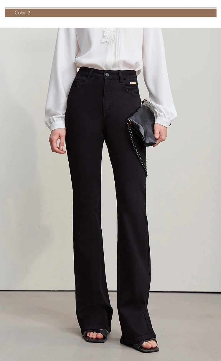 Amii Flared Jeans Autumn 2026 New Commuter Style Casual Versatile Women's Pants Solid Color Denim Trousers For Women 12621032