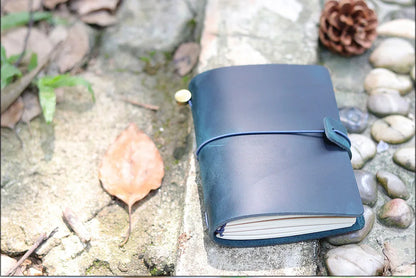 Leather Travel Journal - Refillable Notebook With Embossed Leather Cover, Handmade Diary