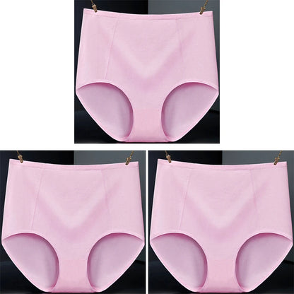 3pcs Pure Cotton Brief Female Solid Panties Girls High Waist Comfort Underpants Lady Plus Size Underwear Women Ventilate Pantys