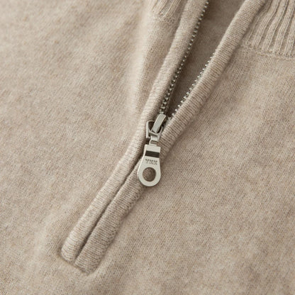 CHICUU Men's 100% Cashmere Sweater Zipper Pullover Mock Neck Long Sleeve Basic Cashmere Knitwear Autumn Winter Clothing Tops