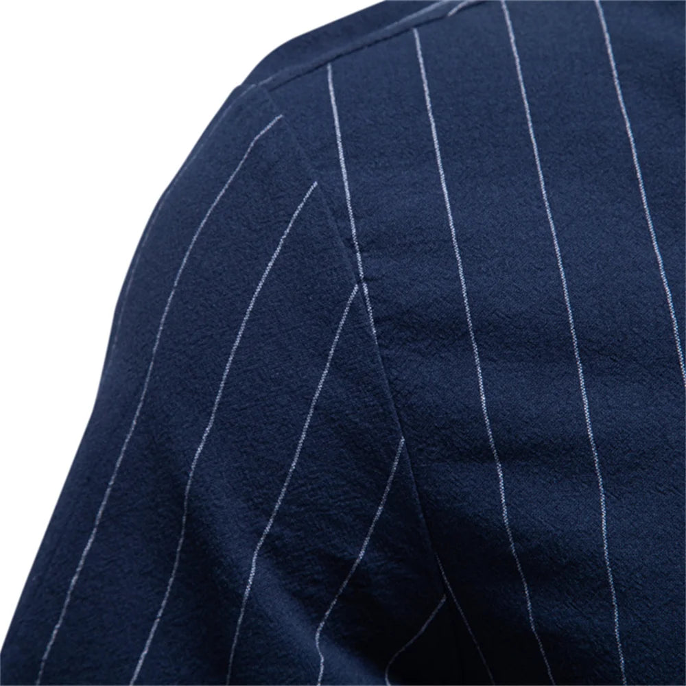 AIOPESON Men's Casual Stripe Design Shirt Short Sleeve Button Pocket Cotton Soft Breathable Lightweight Summer Daily Wear