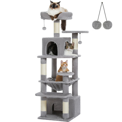 Large Cat Tree - Multi Level Indoor Cat Tower With Sisal Covered Posts & Spacious Condo
