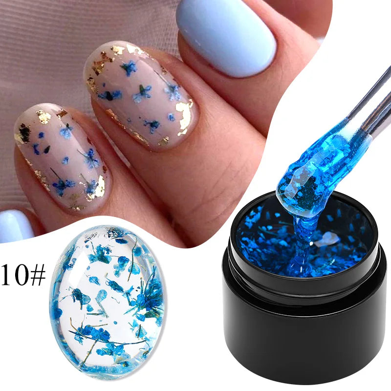 Pink Dried Flower Gel Nail Polish - Natural Flower Fairy Art Soak Off UVLED Varnish