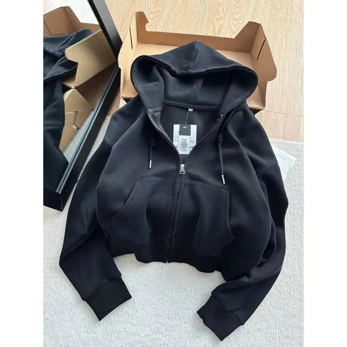 Cardigan Hooded Sweatshirt Women's New Spring and Autumn Top Loose Casual Short Style