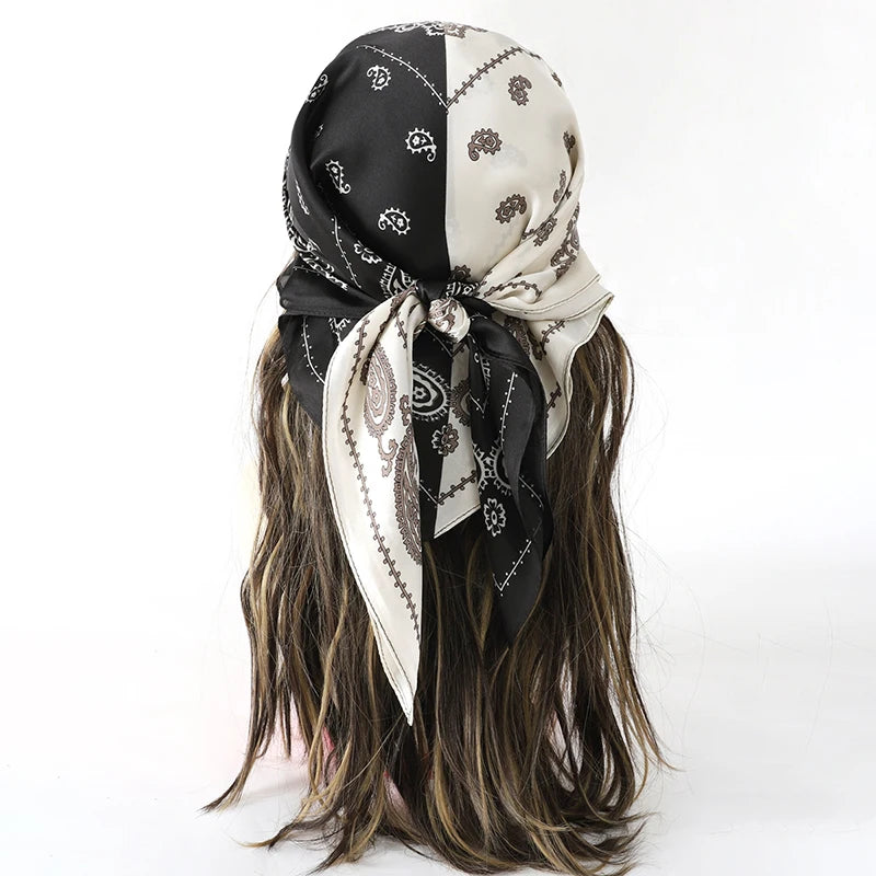 Luxury Silk Head Scarf - Soft Summer Foulard Bandana for Women