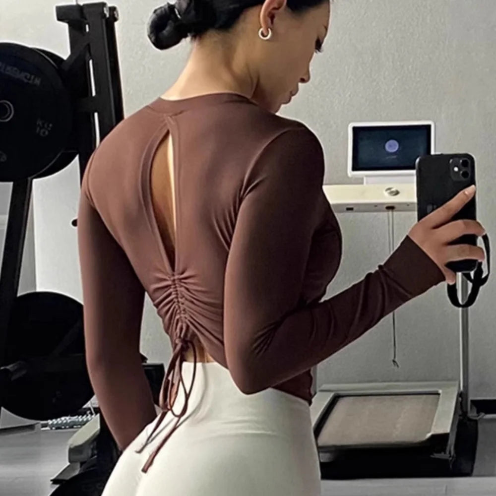 Purple Yoga Shirt - Women's Fitness Top | Long Sleeve Breathable Gym Blouse