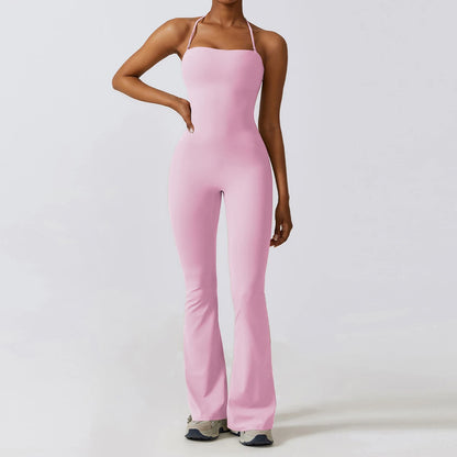 Women Yoga Jumpsuit - Sleeveless Quick Dry Workout Wear with Backless Sportswear Design