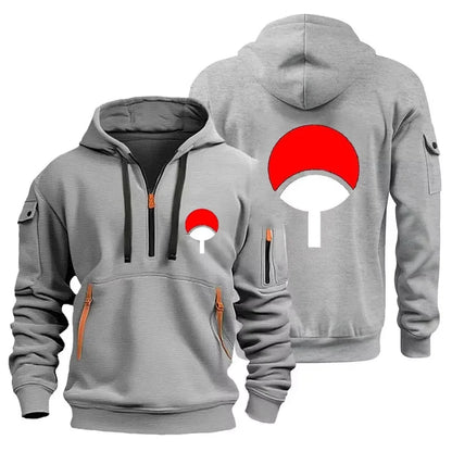 Naruto Anime Half Zipper Hoodie Casual Versatile Sweatshirt Comfortable Daily Fashion Zip-Up Sweatshirt for Fans