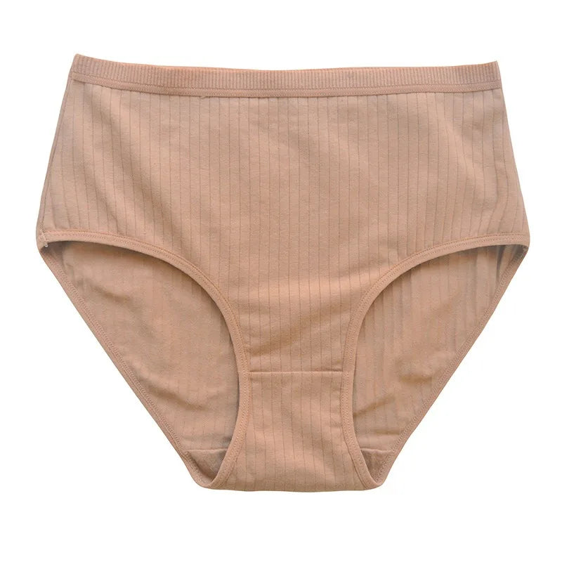2Pcs/Set Women High Waist Cotton Panties Soft Stretch Tummy Control Ladies Rib Knit Underwear Sexy Lingerie Comfort Briefs S-XXL