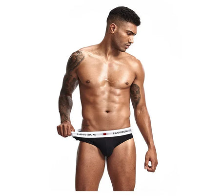 3pcs Men's Pure Cotton Low Waist Elastic Sexy Loose Breathable Youth Pant Headband Underwear Summer Cotton Briefs