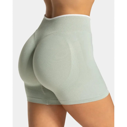 Women's Seamless Gym Color Blocking Sports Shorts High Elastic Tight High Waist Hip Lifting Yoga Pants Running Sports Shorts