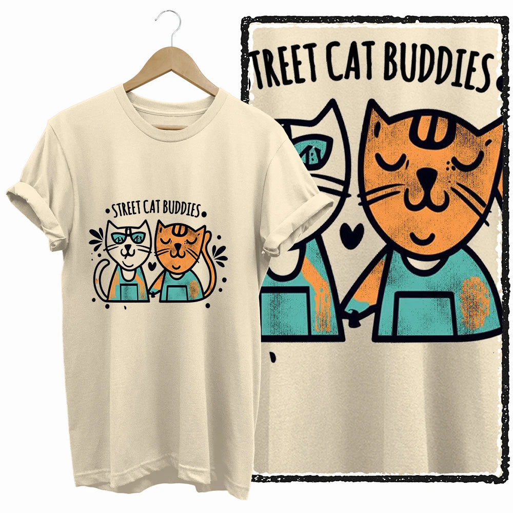 COOLMIND BEIGE cat print exclusive graphic 100% cotton women T shirt big size loose cotton cat lover women tshirt LOVELY cat tee
