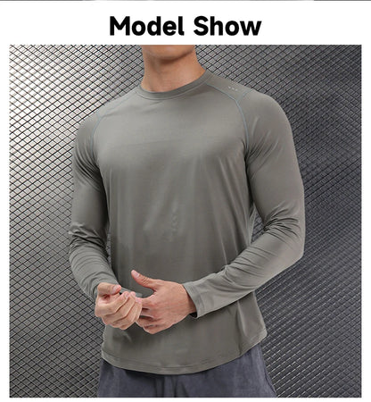Men Compression Shirt - Long Sleeve Running Gym Top With Moisture Wicking Fabric