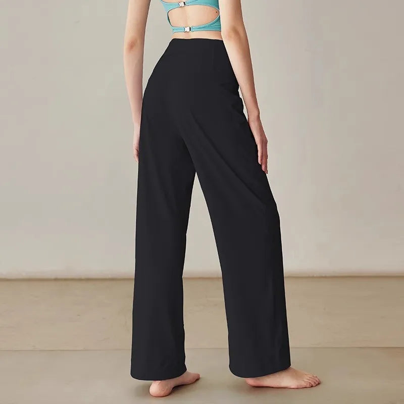 Women's High Quality Pants With Pockets High Waist Stretch Loose Sweatpants Nake-Feeling Sports Leisure  Yoga Workout Pants