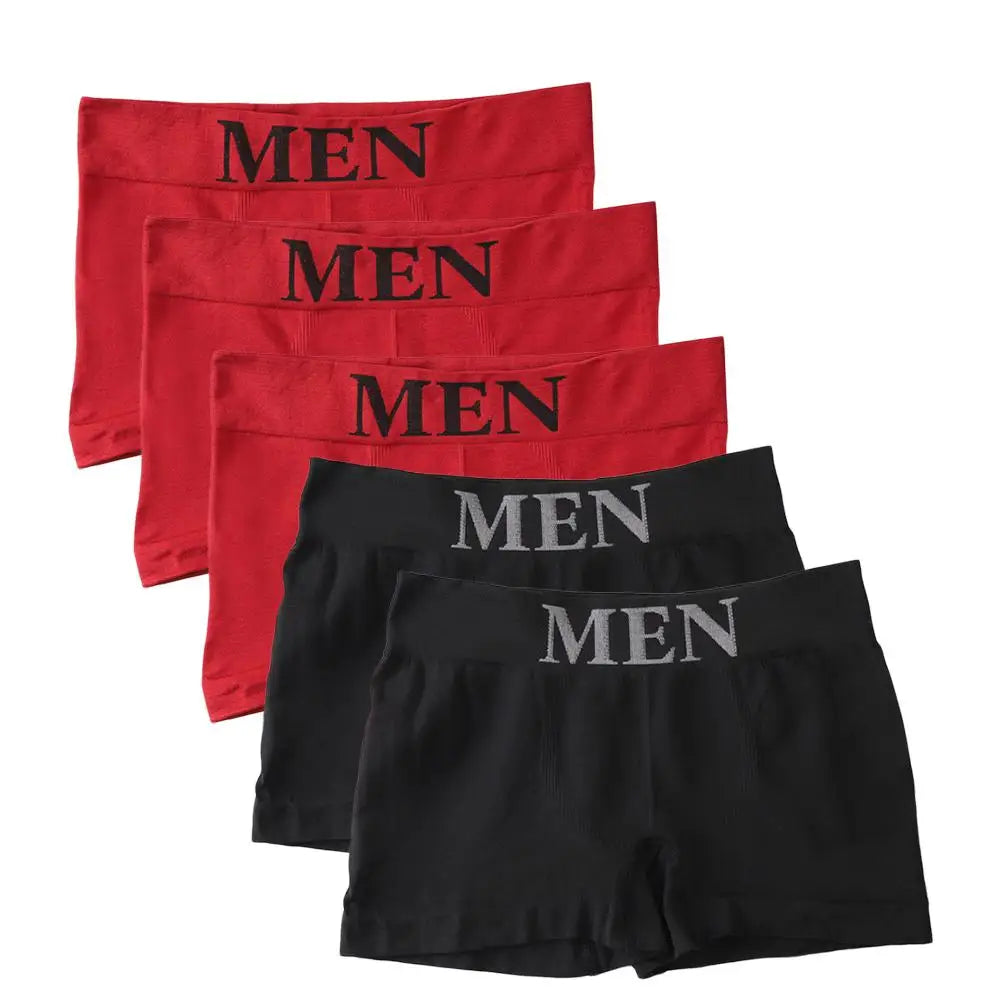 5PCS Thin High Elastic Men's Boxers Comfortable Plain Color Boxer Briefs Breathable Solid Underpants for Men