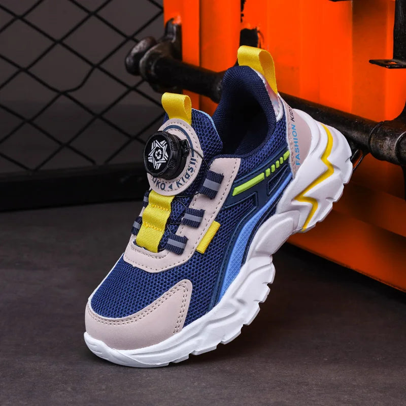 Children Sports Shoes - Boys Running Sneakers Black Mesh | Breathable Summer Casual
