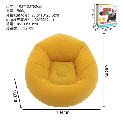 Inflatable Lazy Sofa U-shaped Flocking with Armrests, Backrest Seat Outdoor Pvc Indoor Portable Single Inflatable Sofa