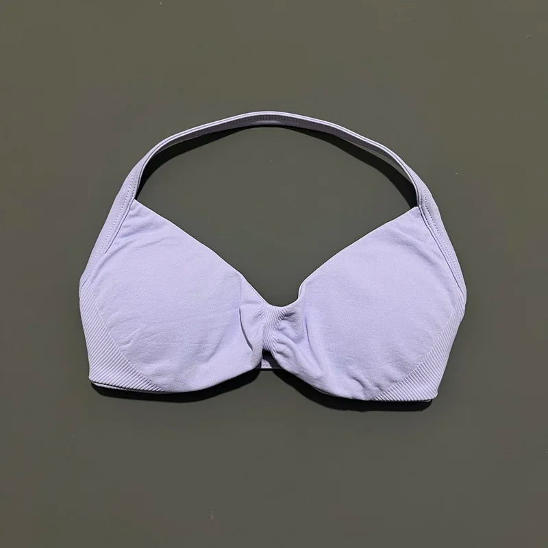 Impact Sports Bra - Seamless Yoga Halter Top for Women | High Support Fitness Workout Bra
