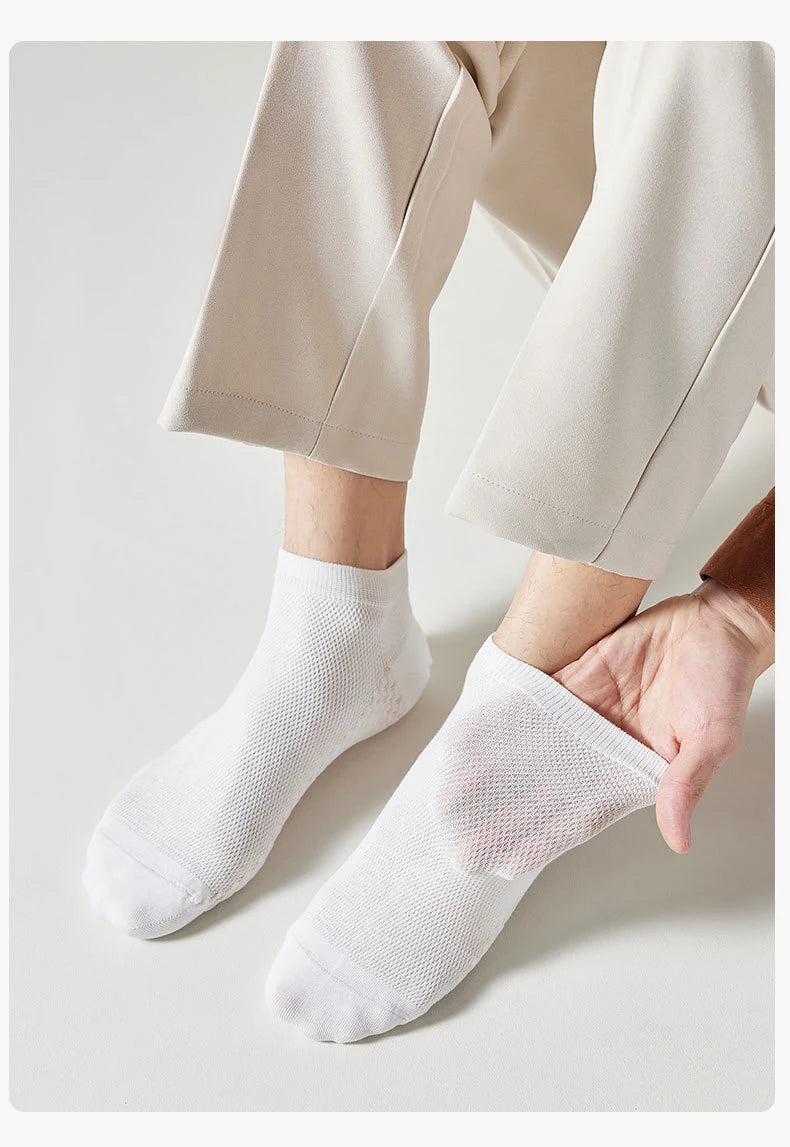 4 Pairs Men's Socks Classical Pure Cotton Antibacterial Deodorant Mesh Sweat Absorption Foot Massage Short Socks Sports Bussiess