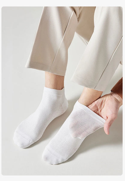 4 Pairs Men's Socks Classical Pure Cotton Antibacterial Deodorant Mesh Sweat Absorption Foot Massage Short Socks Sports Bussiess