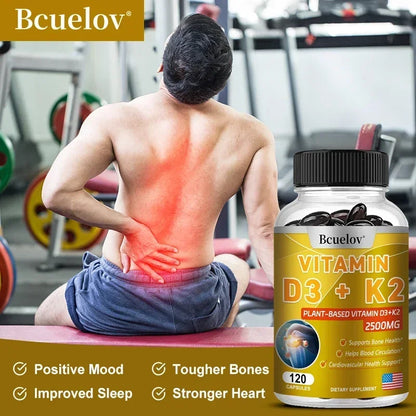 Vitamin D3 + K2 MK-7 - D3 Vitamin Supplement, 2 in 1 Supports Immune, Heart, Joint, Dental & Bone Health - Easily Absorbed
