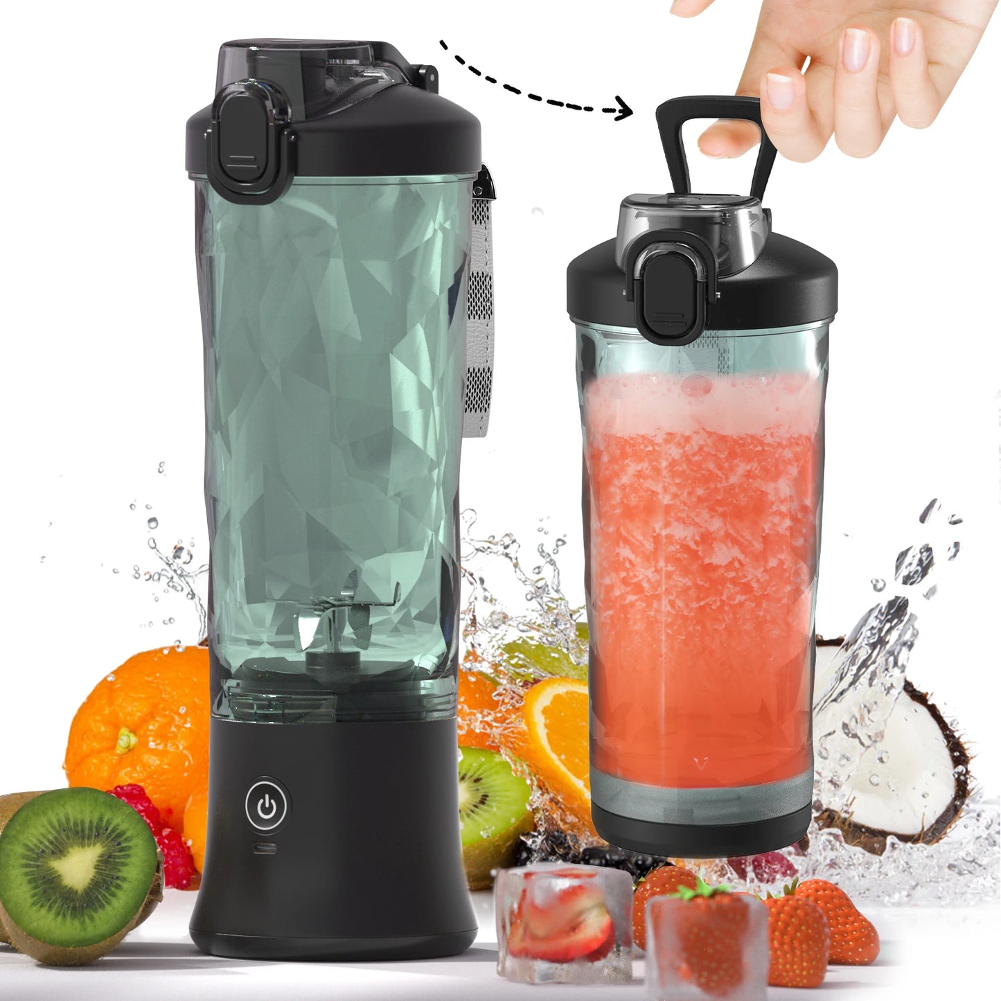 Portable Electric Blender - 600ML USB Rechargeable Fruit Mixer