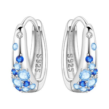 MISEFF Real 925 Sterling Silver Earring Gradual Change Green Blue Colored Zircon Hoop Earrings Engagement Wedding Jewelry Gifts