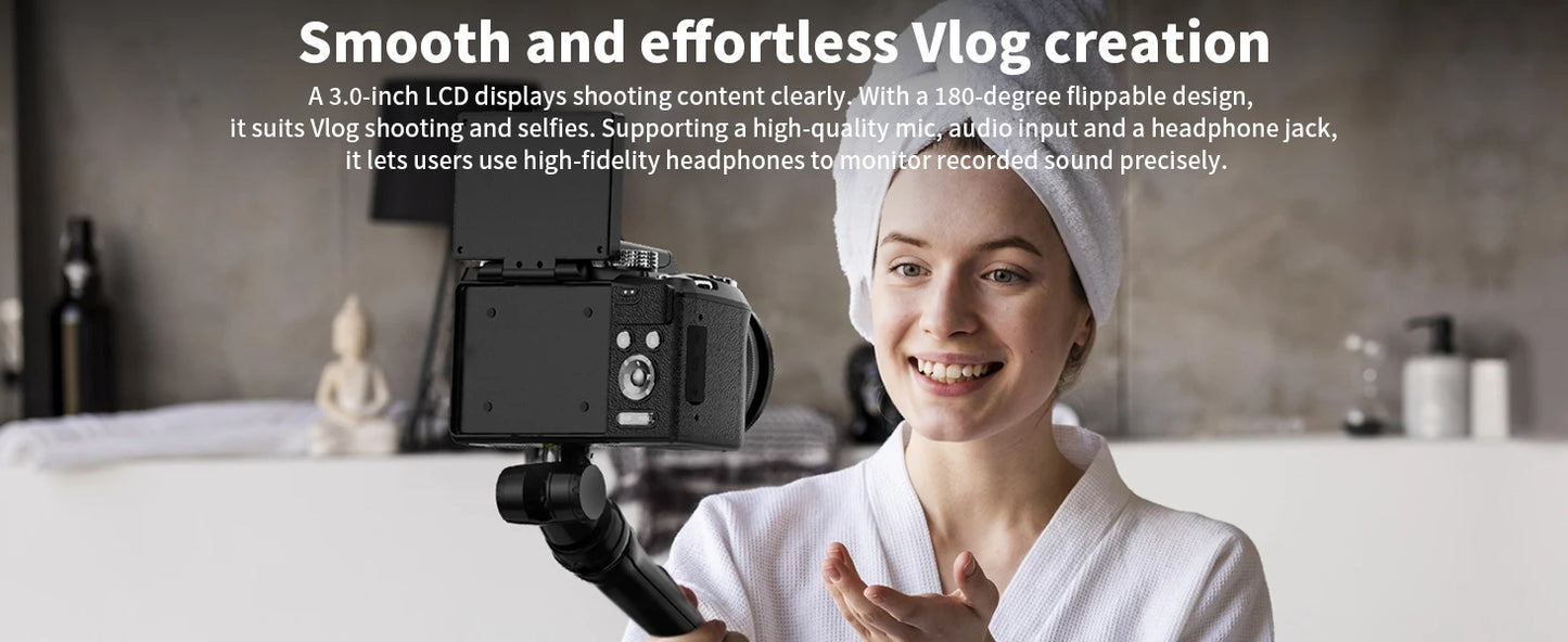 64MP Digital Camera - 5K Video, 16X Optical Zoom & WiFi Camera Control for Vlogging