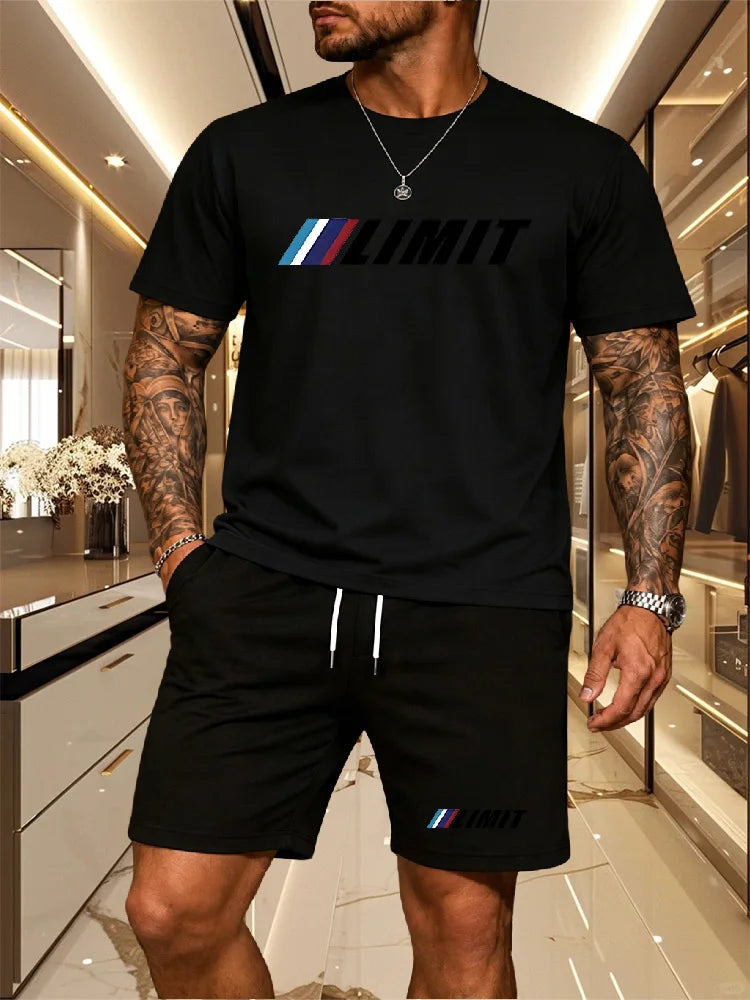 Men's Tracksuit 2 Piece O-neck Short Sleeve Shirt Shorts Set Men's Running Suit Plus Size T shirts Man Clothing Summer T-shirt