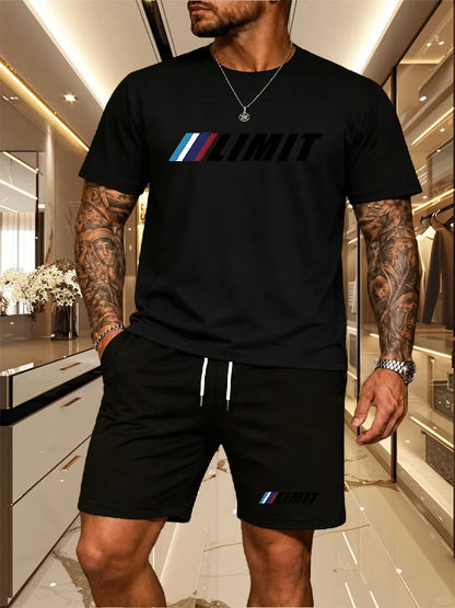 Men's Tracksuit 2 Piece O-neck Short Sleeve Shirt Shorts Set Men's Running Suit Plus Size T shirts Man Clothing Summer T-shirt