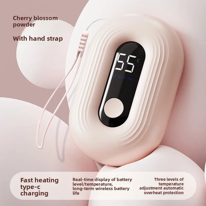Mini Hand Warmer With Digital Display USB Charging Self-Heating Hand Warmer Gift Box Portable Warmth For Hands