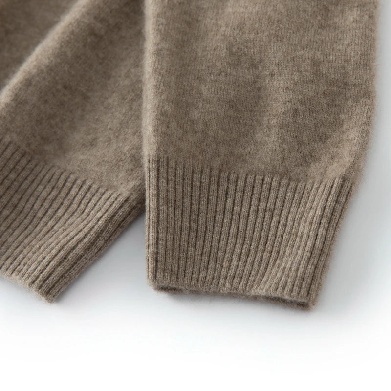 CHICUU Men's 100% Cashmere Sweater Zipper Pullover Mock Neck Long Sleeve Basic Cashmere Knitwear Autumn Winter Clothing Tops