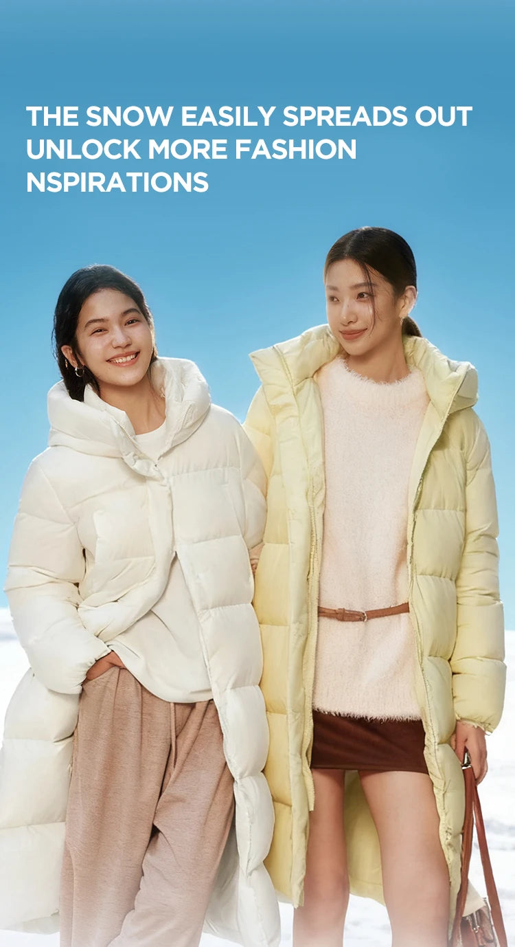 Semir Long Down Jacket Women Waterproof Hooded Coat 2025 Winter New Loose Girls' Jacket Multi-Color Thicken Windbrake Down Coat